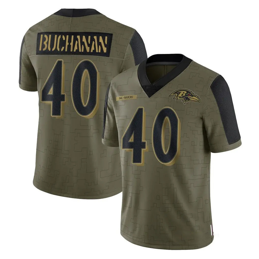 B.Ravens #40 Teddye Buchanan Player Olive Salute To Service Limited Game Mdoa Stitched Jerseys