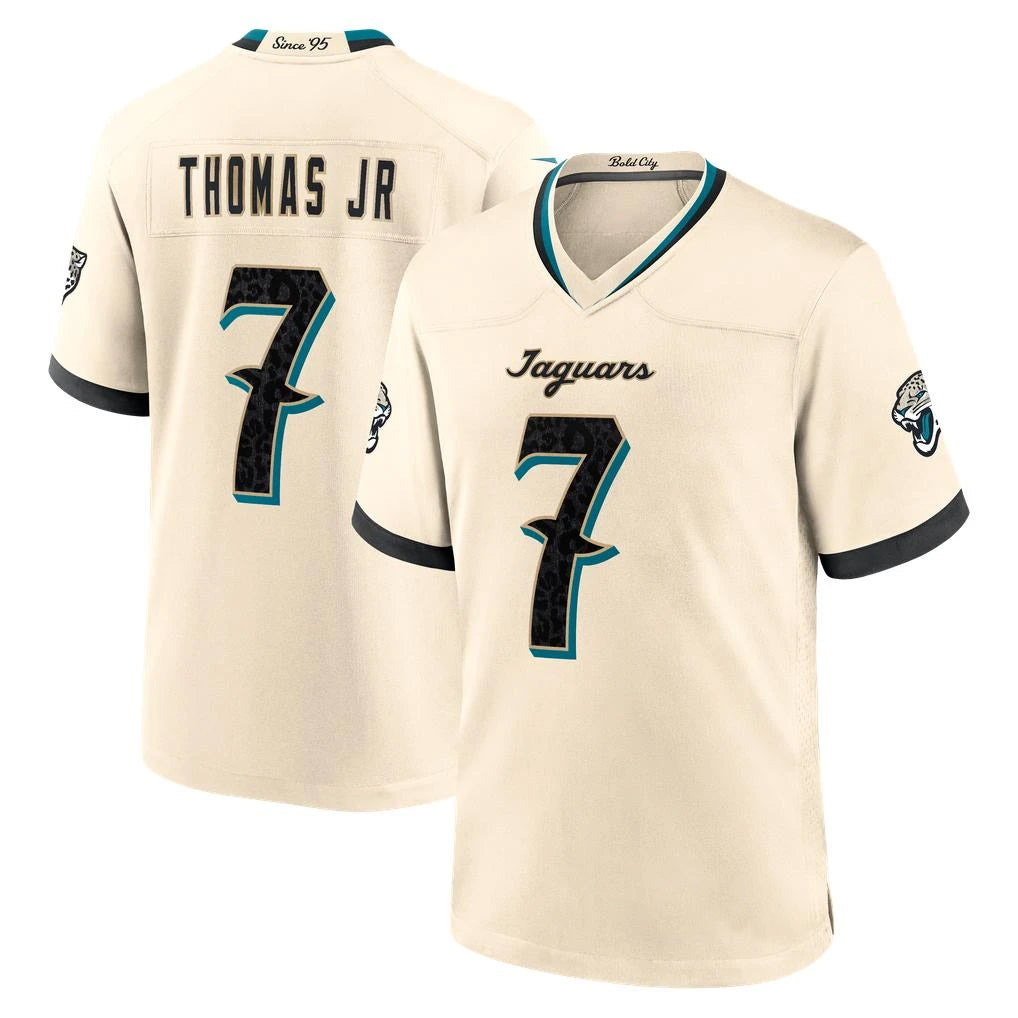 J.Jaguars #7 Brian Thomas Jr. Player Natural 2026 Rivalries Collection Game Mdoa Stitched Jerseys