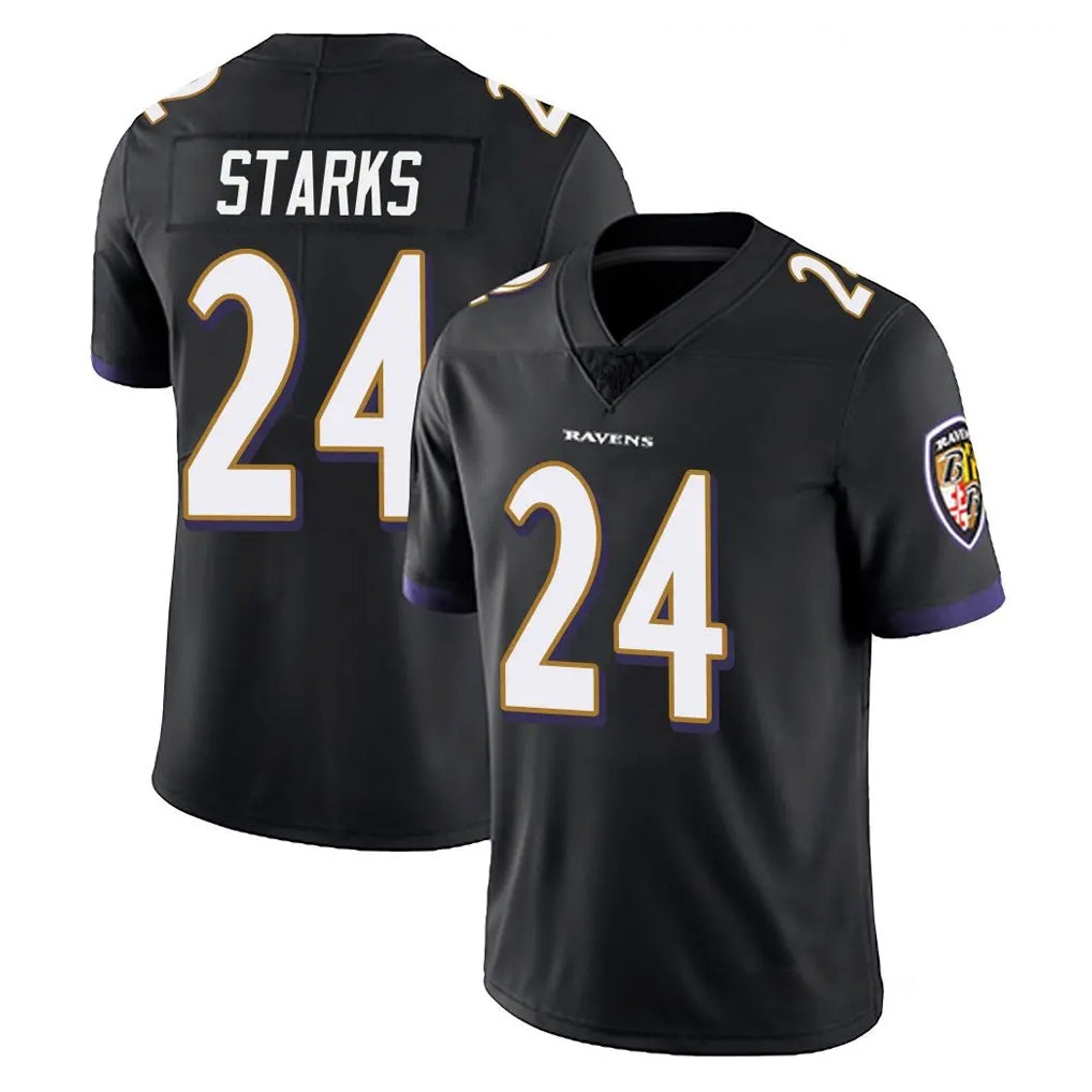 B.Ravens #24 Malaki Starks Player Black Vapor Untouchable Limited Home Game Mdoa Stitched Jerseys