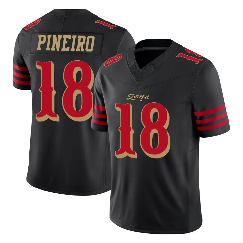 SF.49ers #18 Eddy Pineiro Player Black Limited Rivalries Collection Home Game Mdoa Stitched Jerseys
