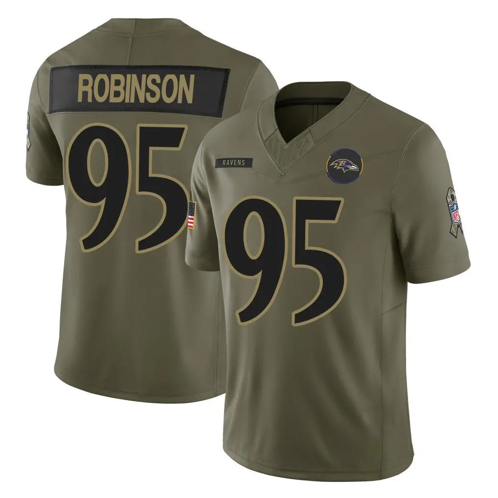 B.Ravens #95 Tavius Robinson Player Olive Salute To Service Limited Home Game Mdoa Stitched Jerseys
