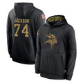 MN.Vikings #74 Donovan Jackson Player Black Salute to Service Hoodies Limited Game Mdoa Stitched Jerseys