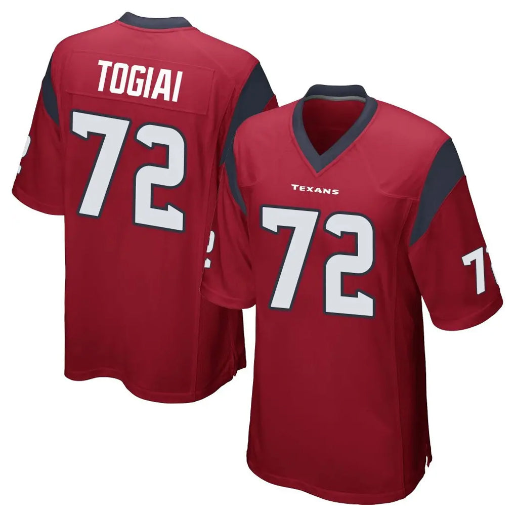 H.Texans #72 Tommy Togiai Player Red Home Game Mdoa Stitched Jerseys