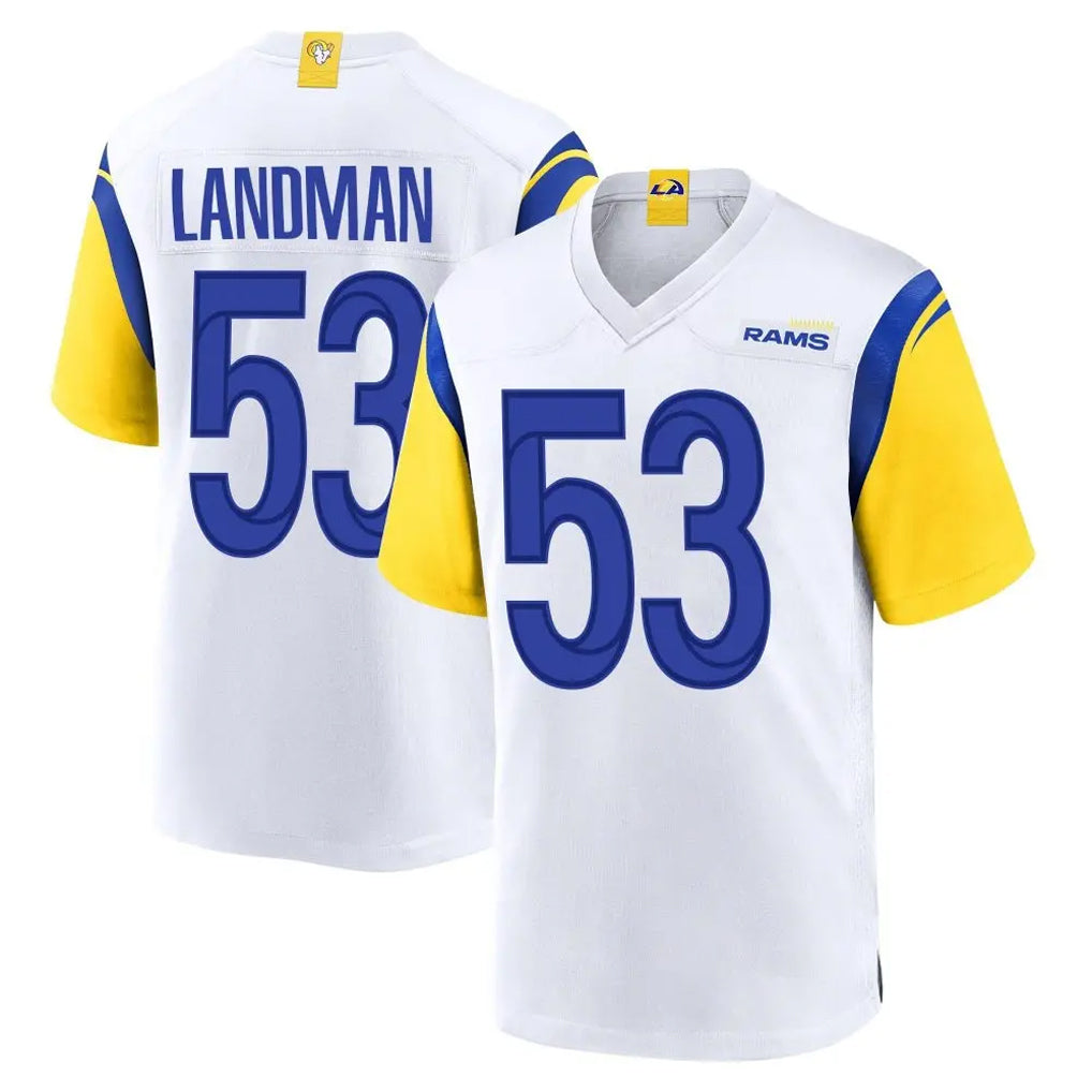 LA.Rams #53 Nate Landman Player White Home Game Mdoa Stitched Jerseys