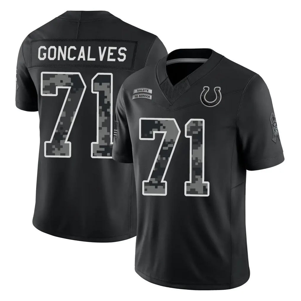 IN.Colts #71 Matt Goncalves Player Black Limited 2026 Salute to Service Home Game Mdoa Stitched Jerseys