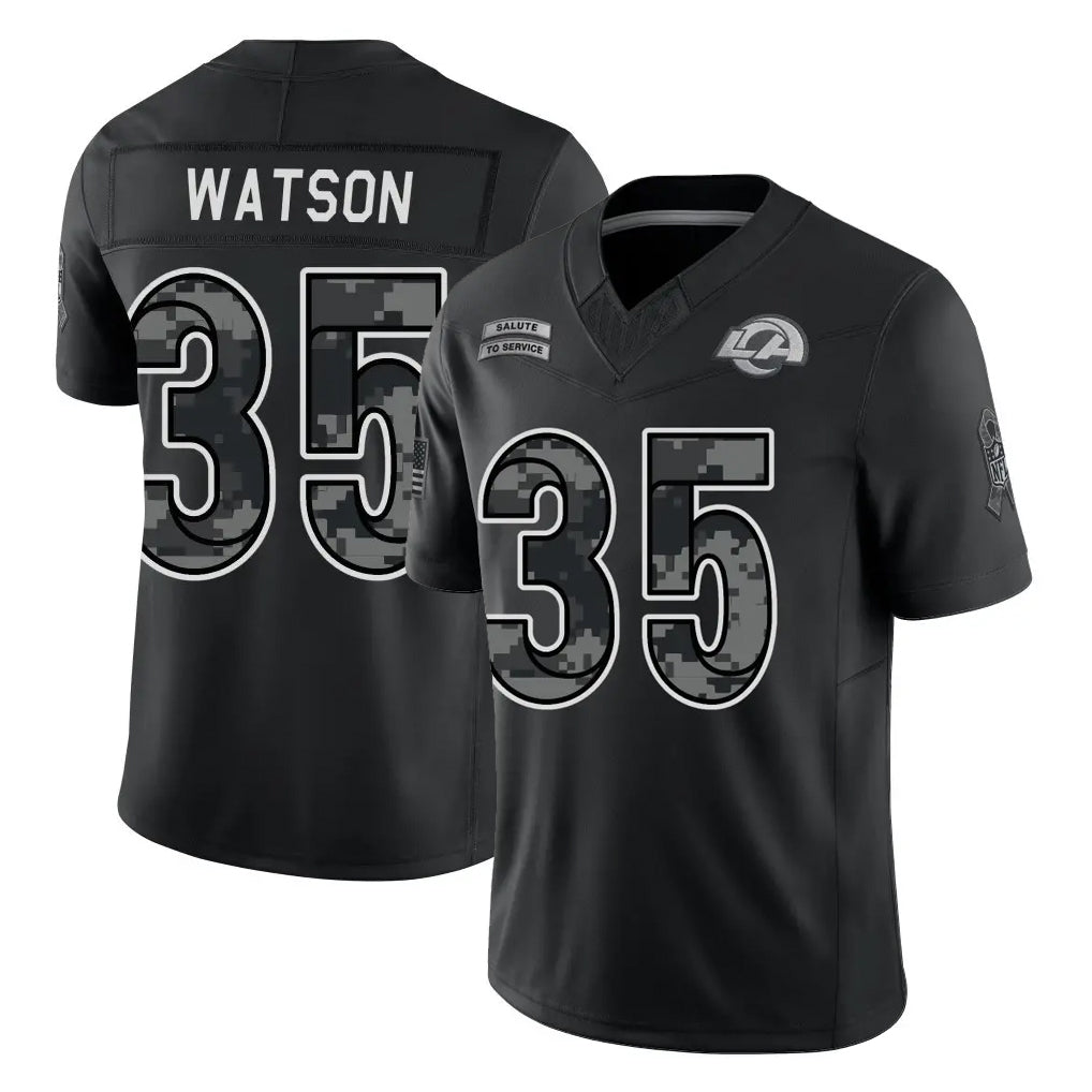 LA.Rams #35 Jaylen Watson Player Black Limited 2026 Salute to Service Home Game Mdoa Stitched Jerseys