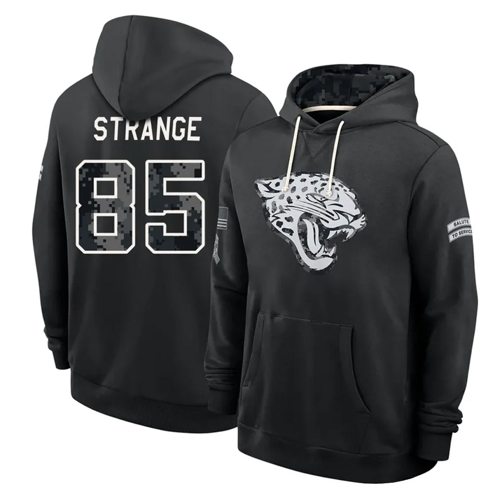 J.Jaguars #85 Brenton Strange Player 2026 Black Logo Pullover Hoodies Limited Game Mdoa Stitched Jerseys