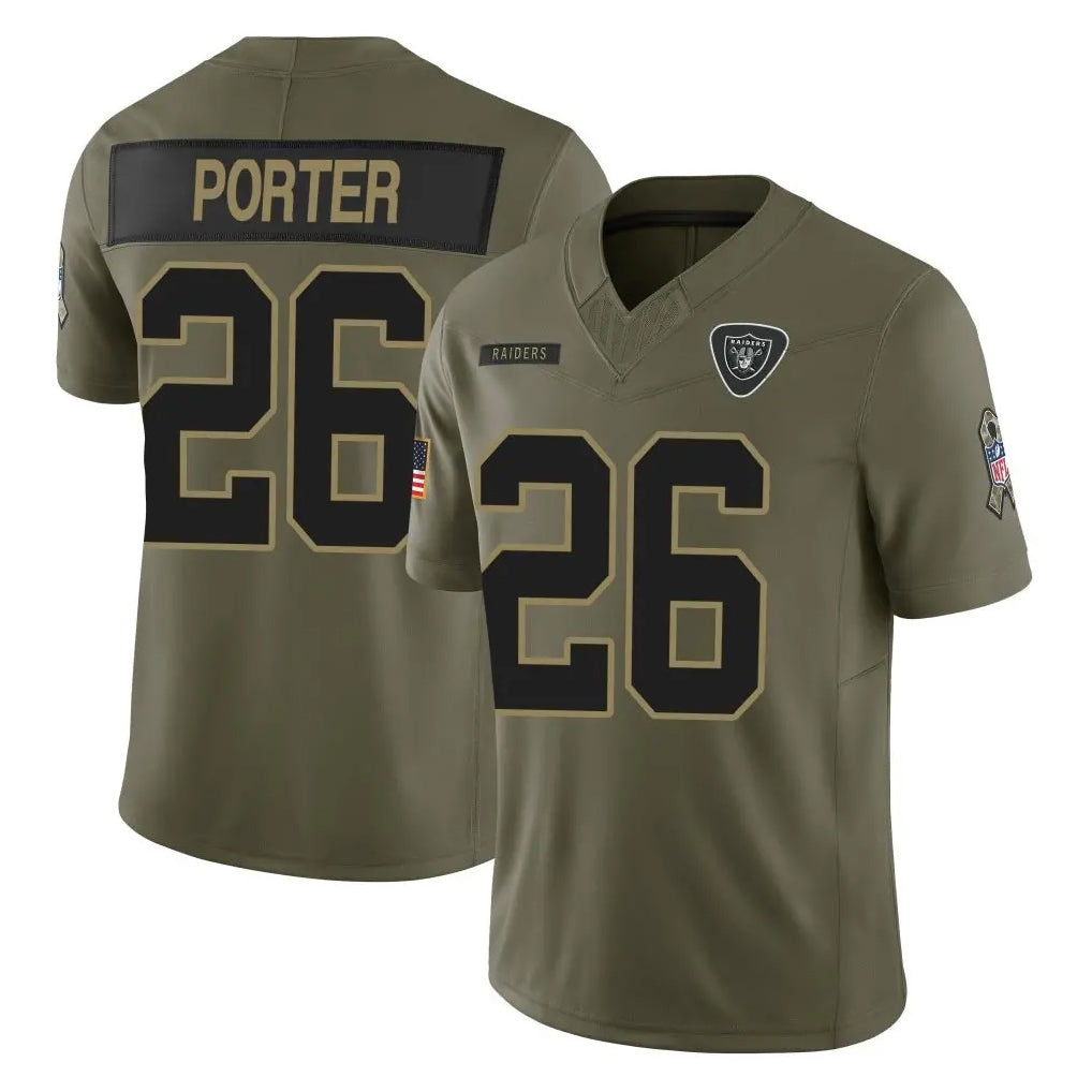 LV.Raiders #26 Darien Porter Player Olive 2025 Salute To Service Limited Game Stitched Jerseys