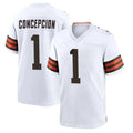 C.Browns #1 KC Concepcion Player White Home Game Mdoa Stitched Jerseys