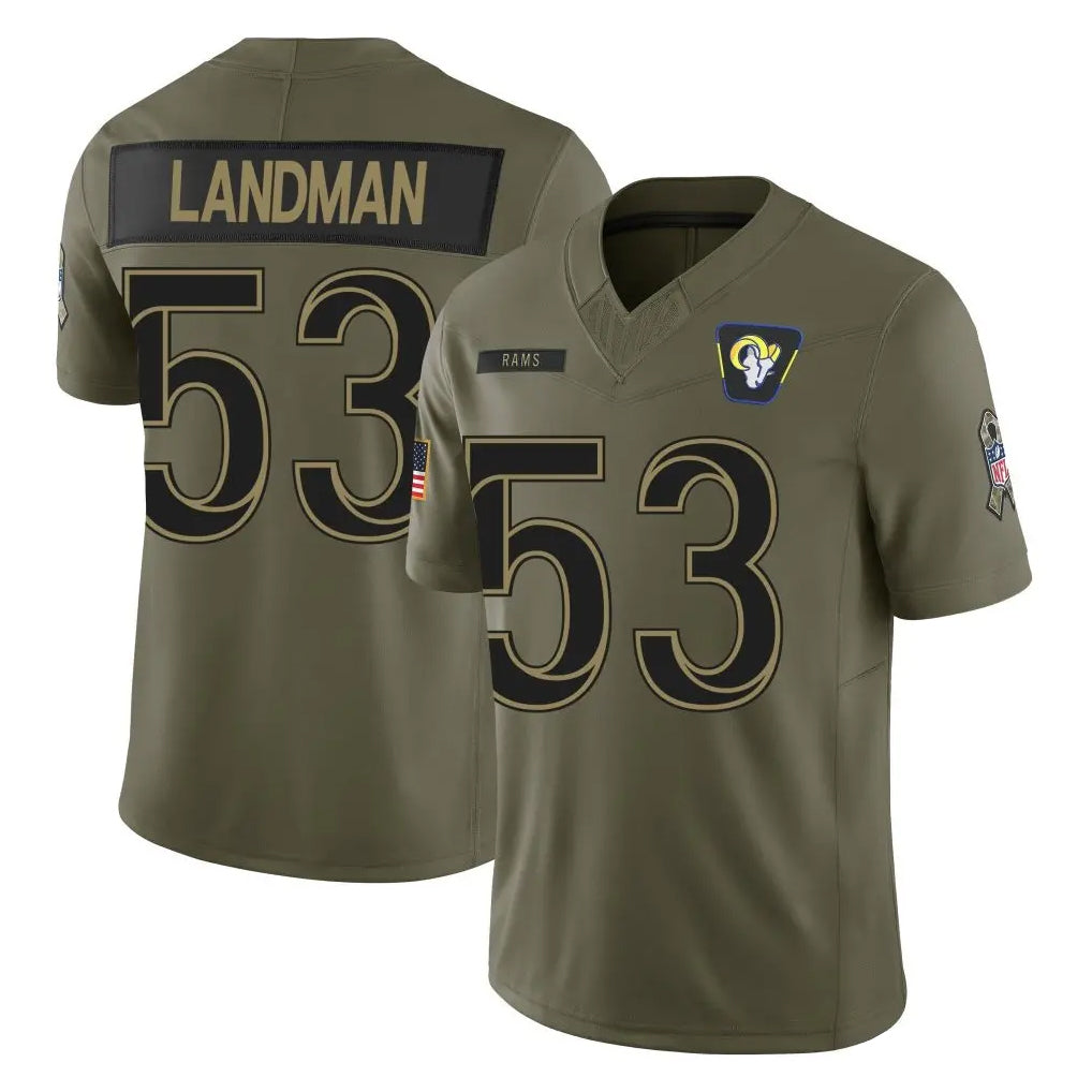 LA.Rams #53 Nate Landman Player Olive 2025 Salute To Service Limited Game Mdoa Stitched Jerseys