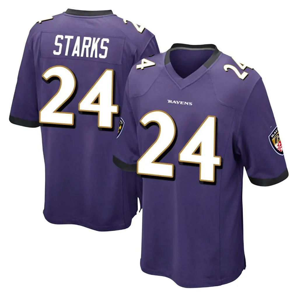 B.Ravens #24 Malaki Starks Player Purple Color Rush Home Game Mdoa Stitched Jerseys