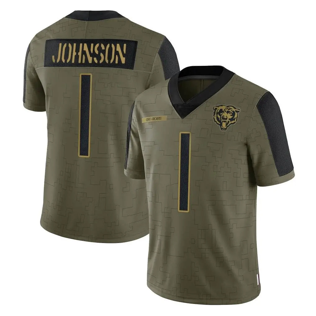 C.Bears #1 Jaylon Johnson Player Olive Salute to Service Limited Mdoa Stitched Jerseys