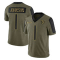 C.Bears #1 Jaylon Johnson Player Olive Salute to Service Limited Mdoa Stitched Jerseys
