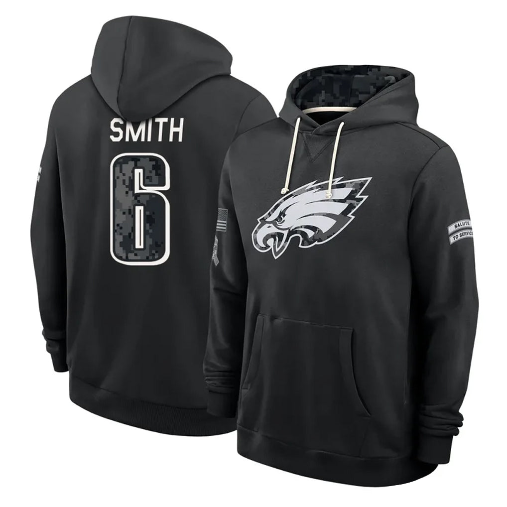 P.Eagles #6 DeVonta Smith Player 2026 Black Logo Pullover Hoodies Limited Game Mdoa Stitched Jerseys
