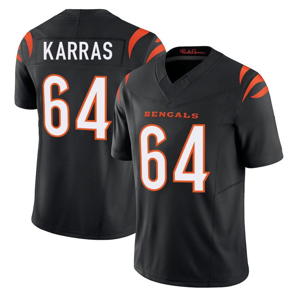 C.Bengals #64 Ted Karras Player Black Vapor F.U.S.E. Limited Home Game Mdoa Stitched Jerseys