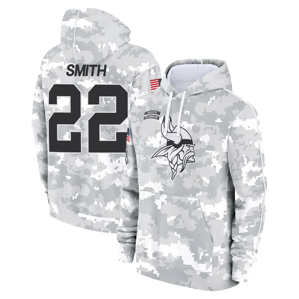 MN.Vikings #22 Harrison Smith Player Arctic Camo Salute to Service Pullover Hoodies Limited Game Mdoa Stitched Jerseys