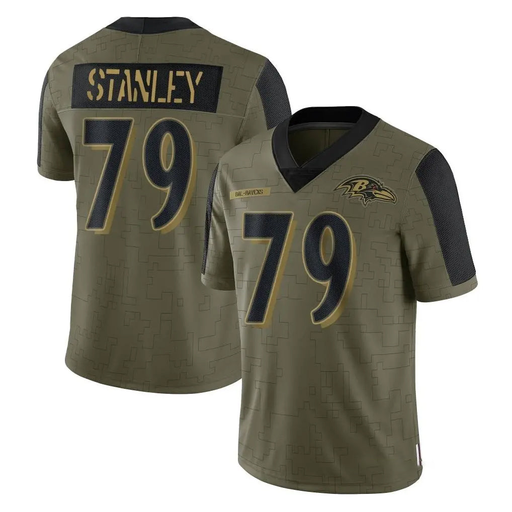 B.Ravens #79 Ronnie Stanley Player Olive Salute To Service Limited Game Mdoa Stitched Jerseys