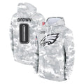 P.Eagles #0 Hollywood Brown Player Arctic Camo Salute to Service Pullover Hoodies Limited Game Mdoa Stitched Jerseys