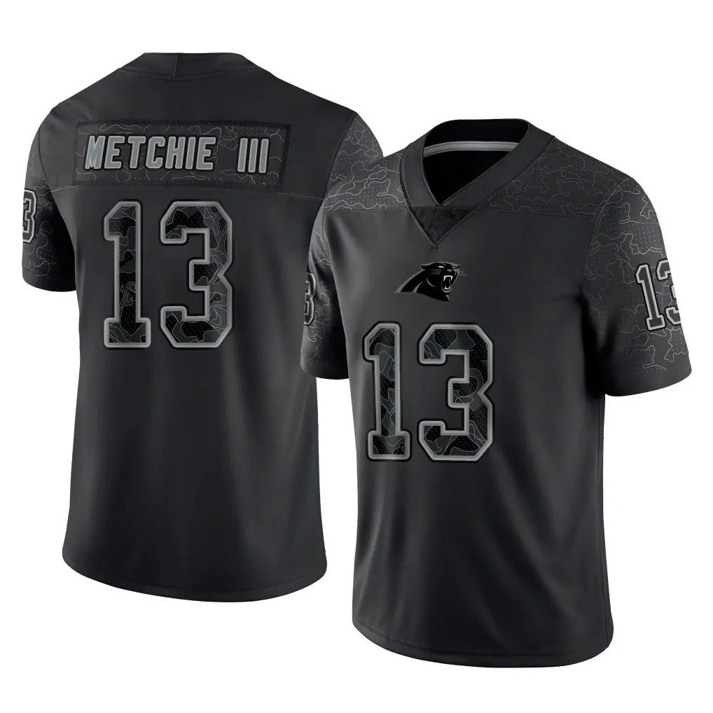 C.Panthers #13 John Metchie III Player Black Limited Reflective Game Mdoa Stitched Jerseys