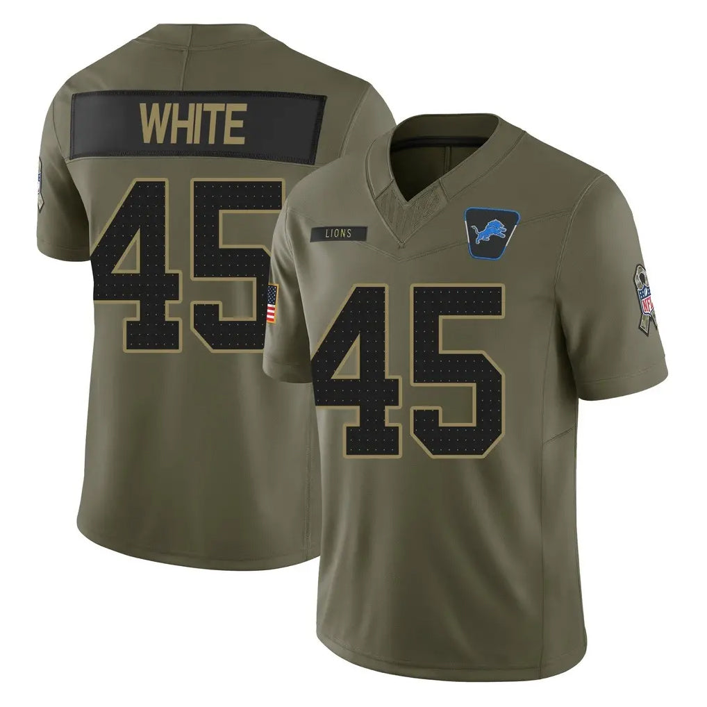 D.Lions #45 Devin White Player Olive 2025 Salute To Service Limited Home Game Mdoa Stitched Jerseys