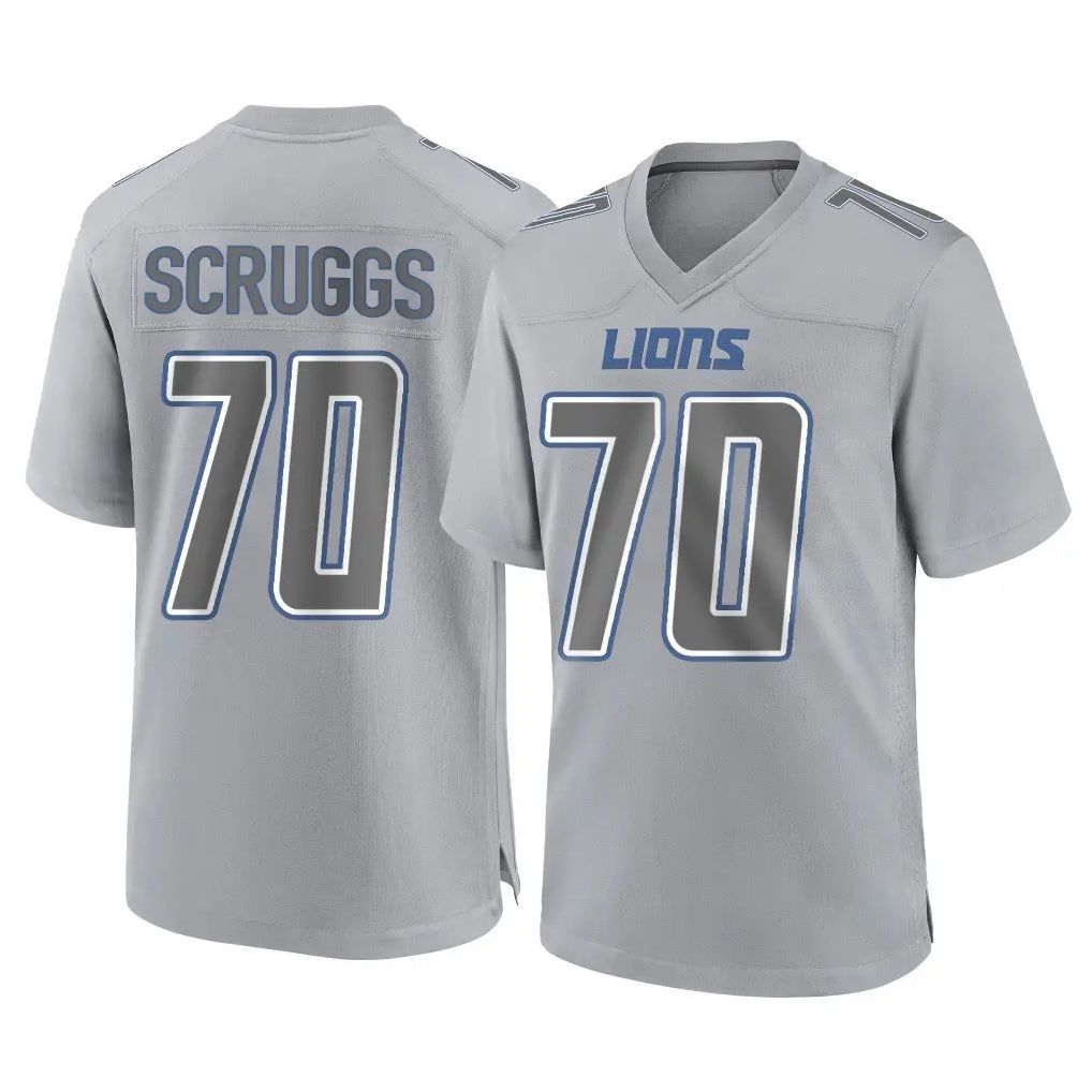 D.Lions #70 Juice Scruggs Player Gray Atmosphere Fashion Home Game Mdoa Stitched Jerseys