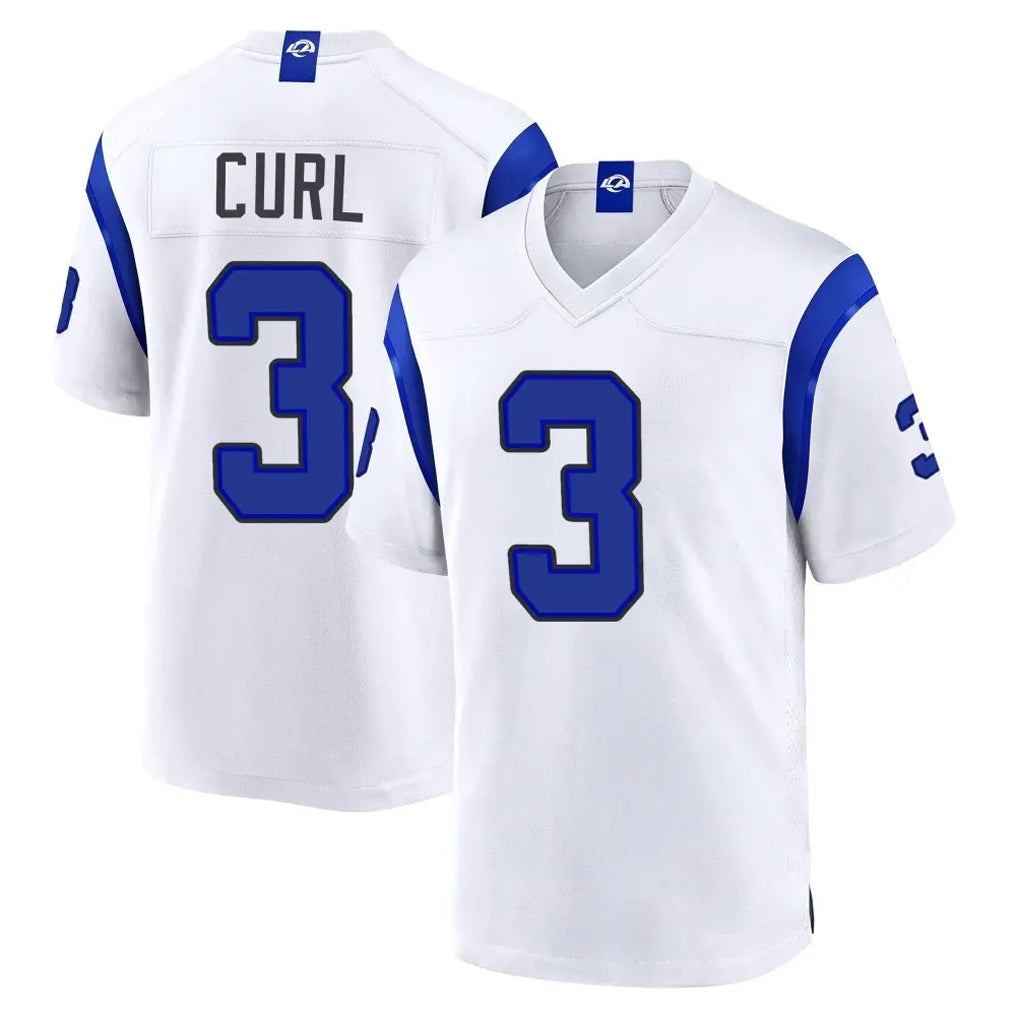 LA.Rams #3 Kam Curl Player White Fearsome Home Game Mdoa Stitched Jerseys