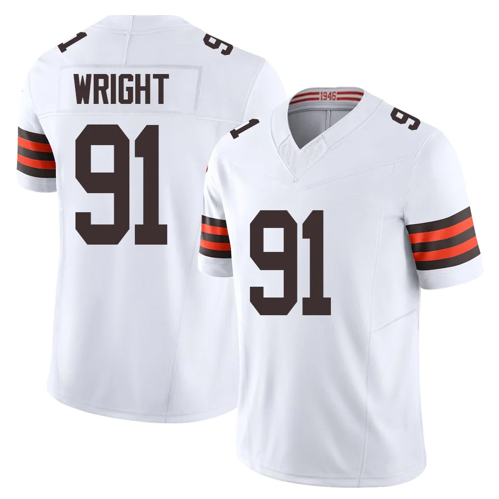 C.Browns #91 Alex Wright Player White Vapor F.U.S.E. Limited Home Game Mdoa Stitched Jerseys