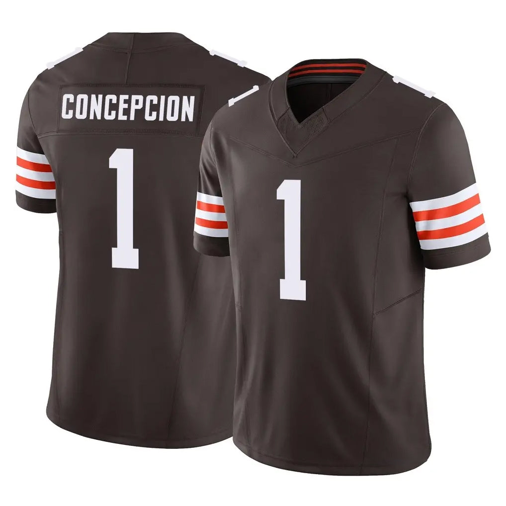C.Browns #1 KC Concepcion Player Brown Vapor F.U.S.E. Limited Home Game Mdoa Stitched Jerseys