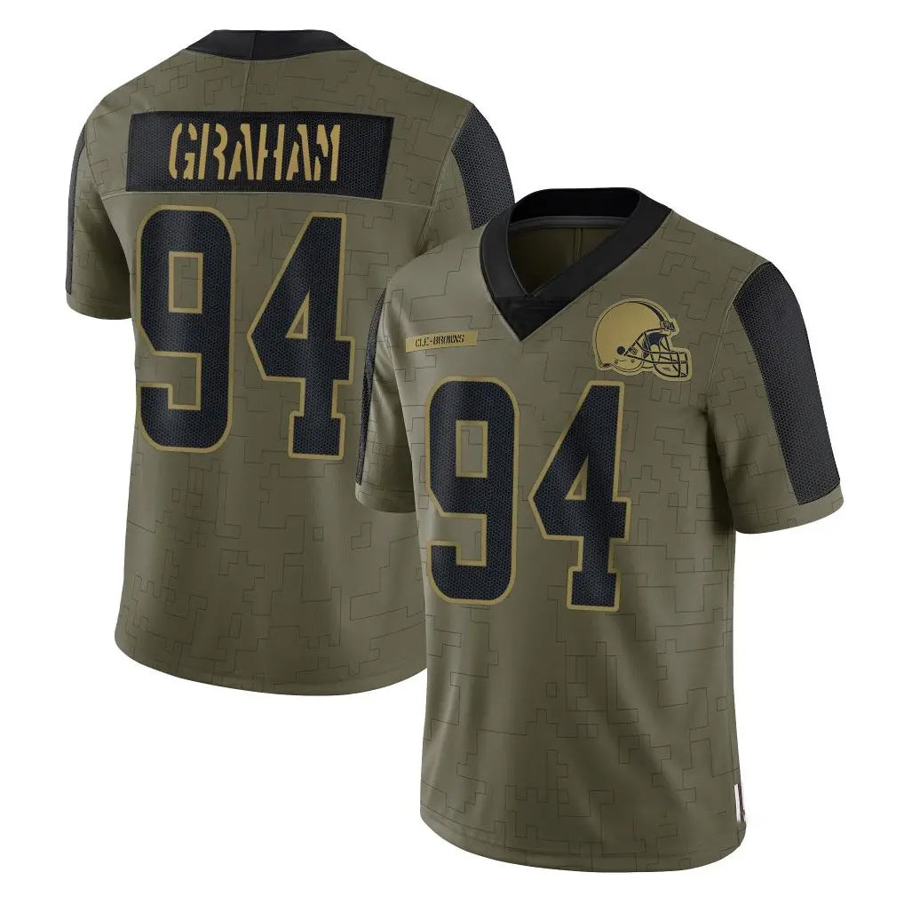 C.Browns #94 Mason Graham Player Olive Salute to Service Limited Home Game Mdoa Stitched Jerseys