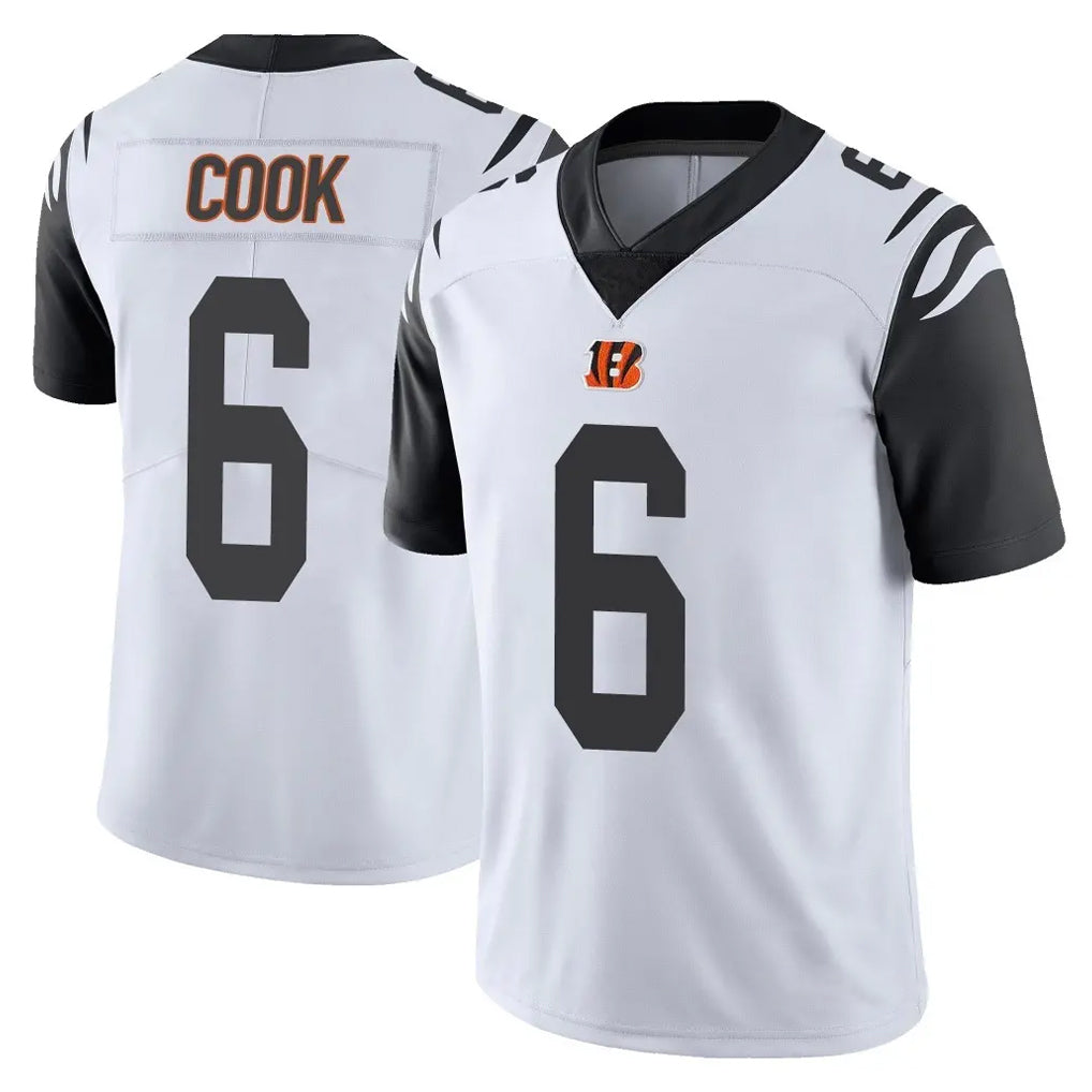 C.Bengals #6 Brian Cook Player White Color Rush Vapor Untouchable Limted Home Game Mdoa Stitched Jerseys