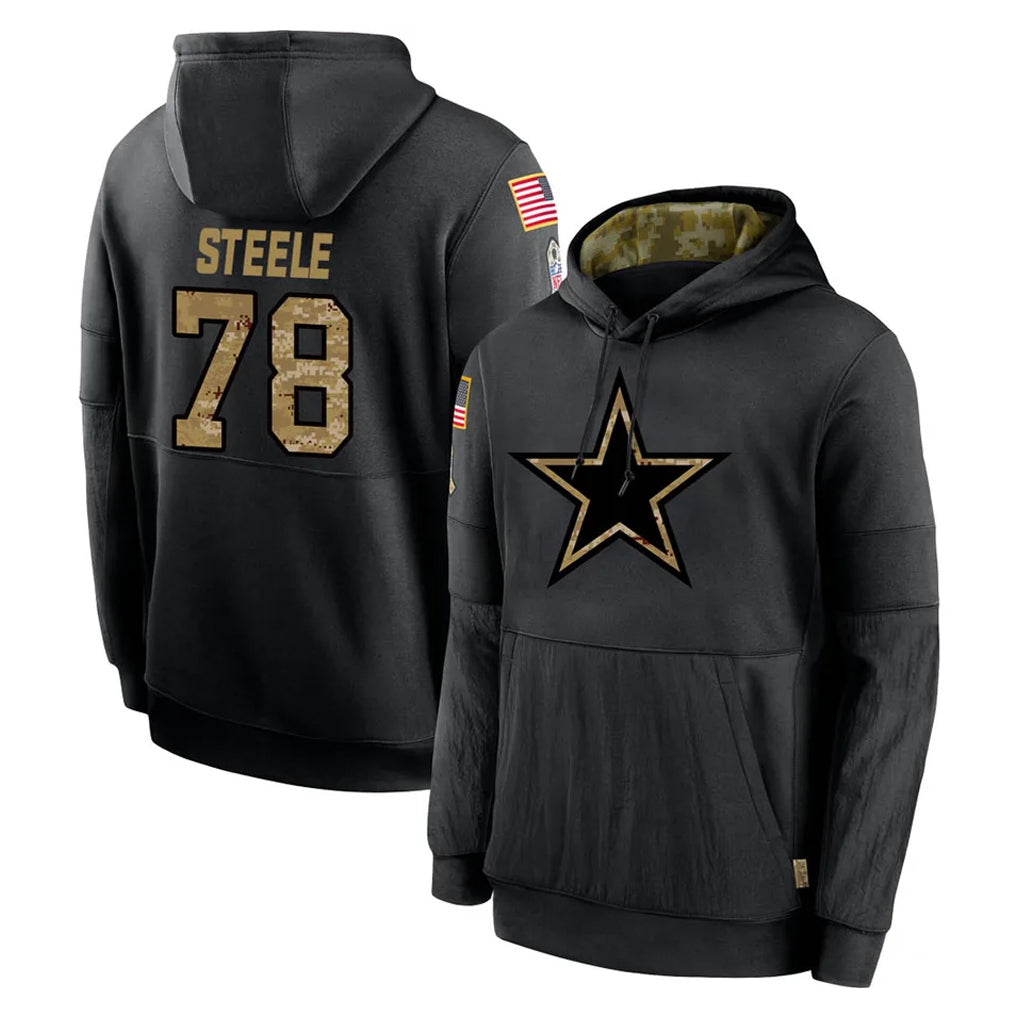 D.Cowboys #78 Terence Steele Player Black Salute to Service Pullover Hoodies Limited Mdoa Stitched Jerseys