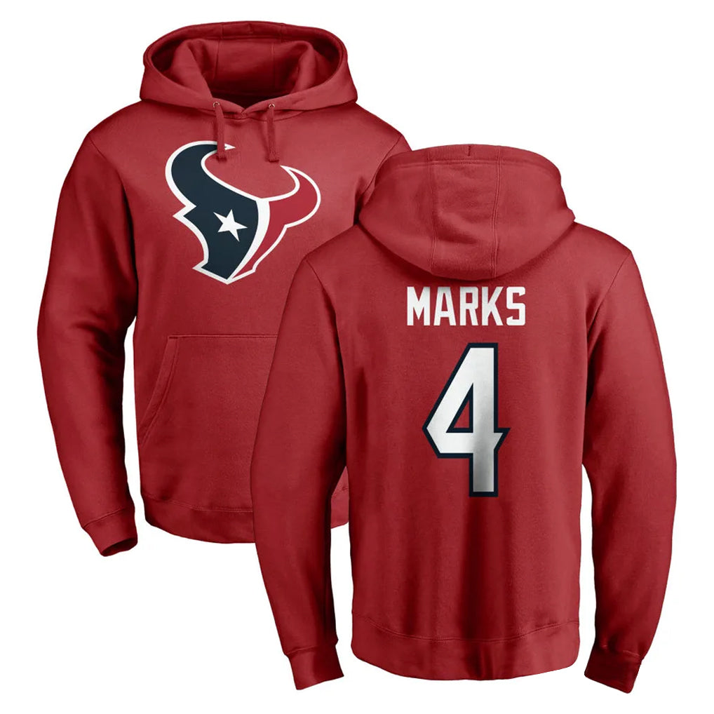 H.Texans #4 Woody Marks Player Red Pro Line Pullover Hoodie Limited Game Mdoa Stitched Jerseys