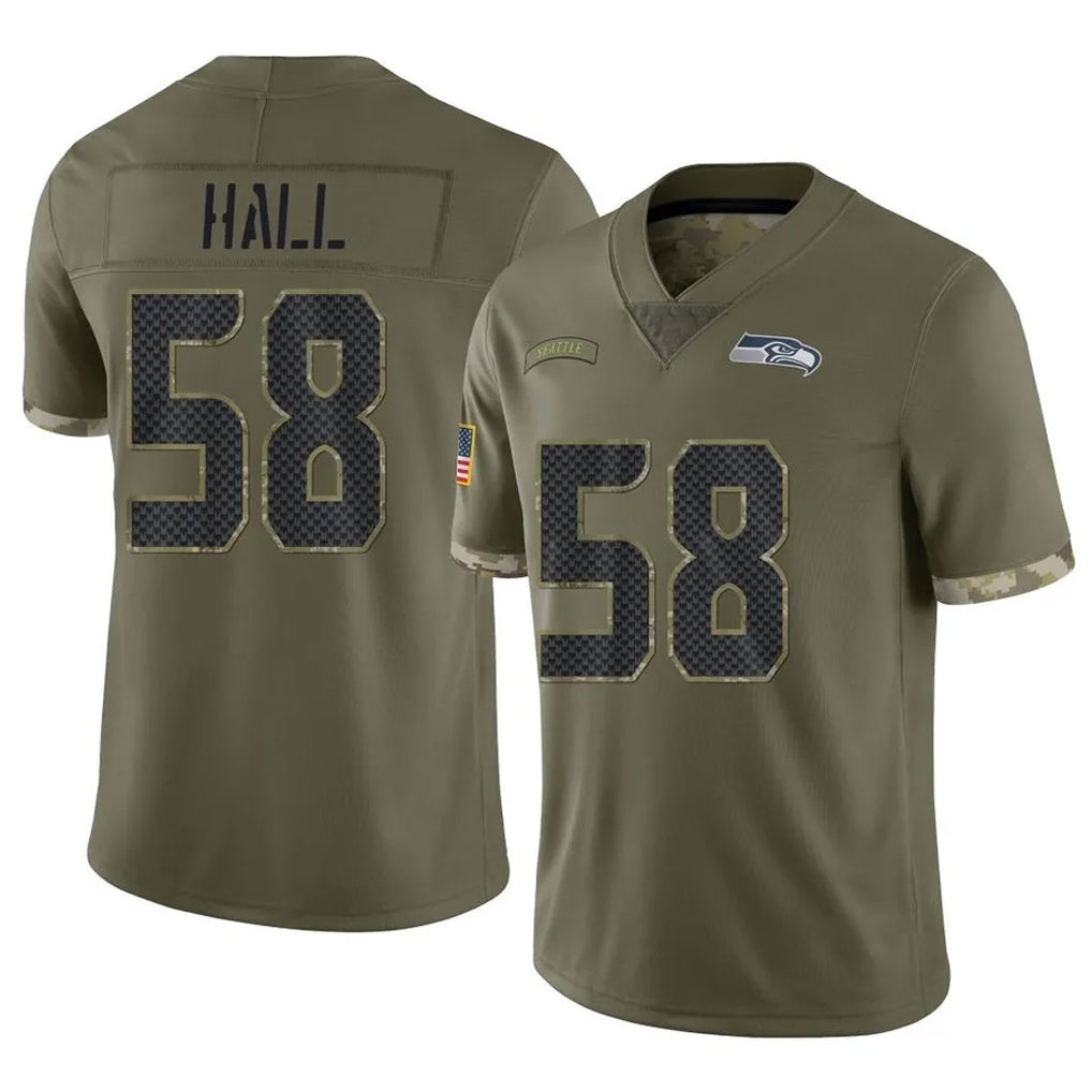 S.Seahawks #58 Derick Hall Player Olive Limited Salute To Service Home Game Mdoa Stitched Jerseys