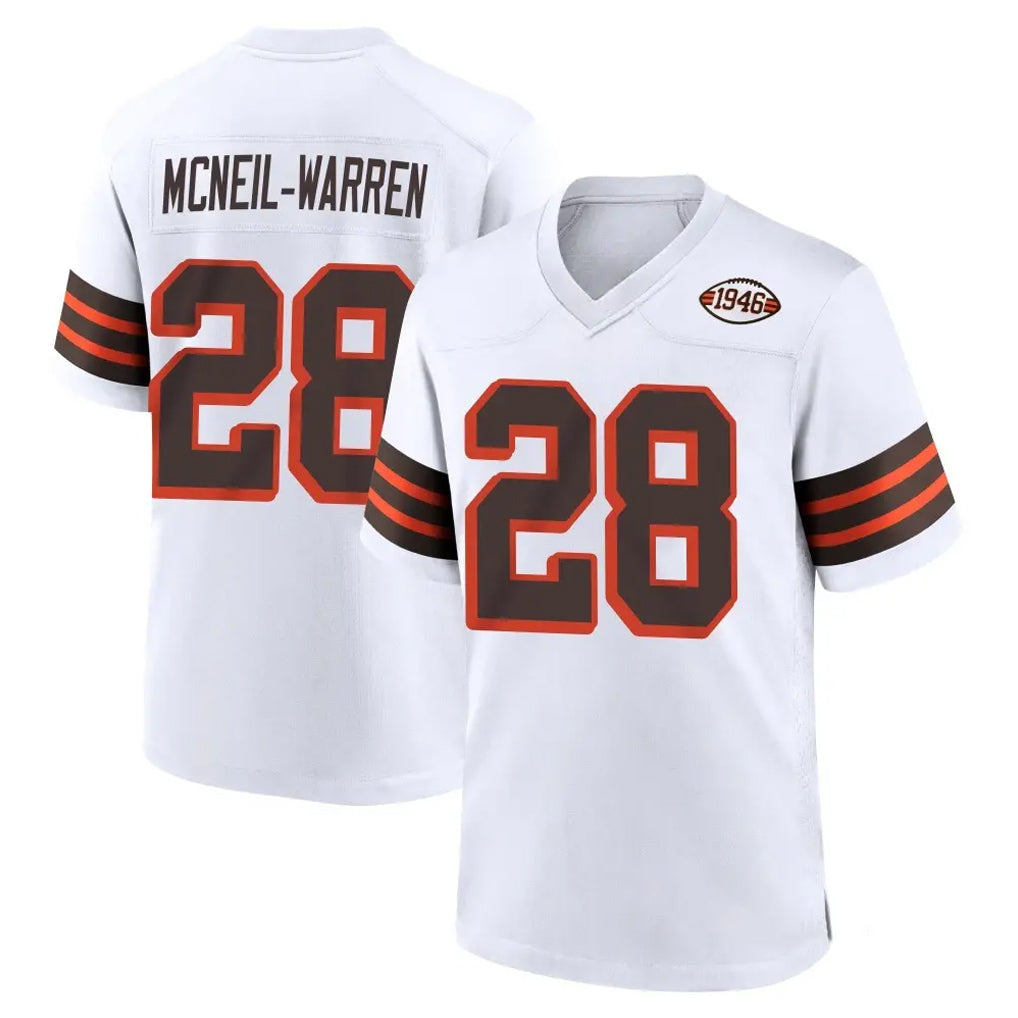 C.Browns #28 Emmanuel McNeil-Warren Player White Alternate Home Game Mdoa Stitched Jerseys