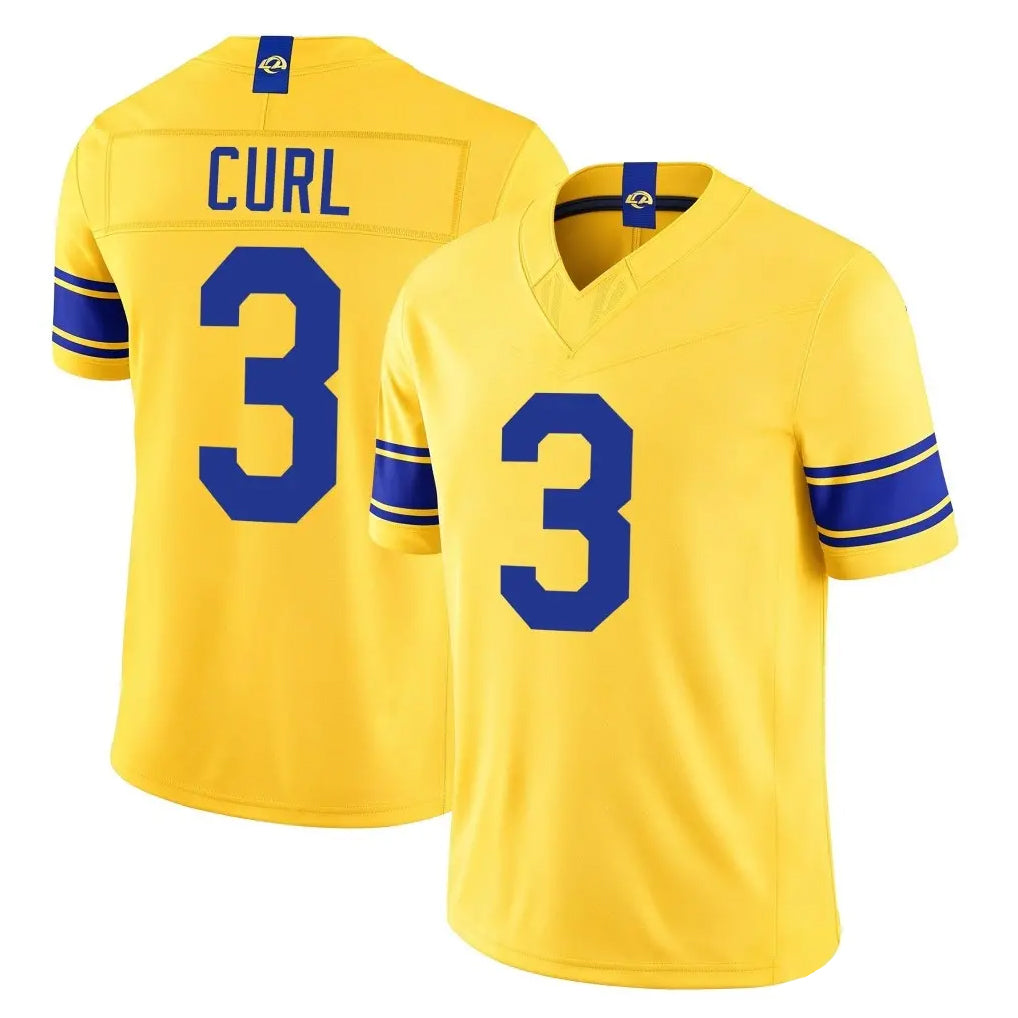 LA.Rams #3 Kam Curl Player Gold Limited Classic Sol Vapor F.U.S.E.Home Game Mdoa Stitched Jerseys