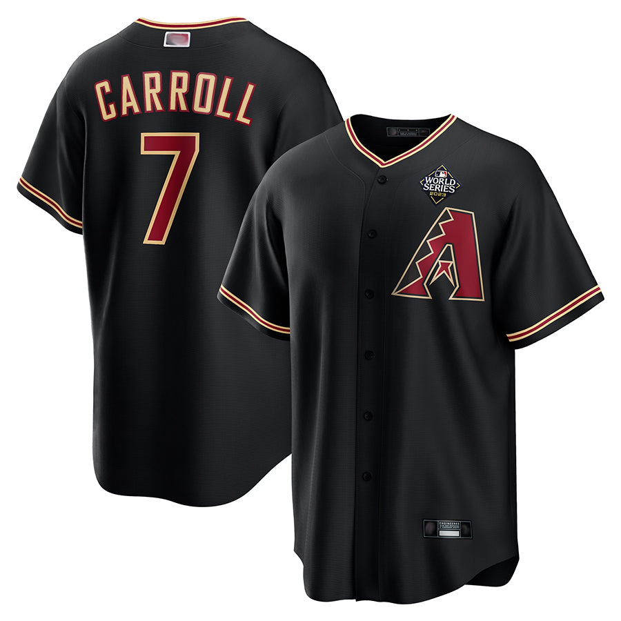 Mdoa A.Diamondbacks #7 Corbin Carroll Player Black World Series Replica Personalized Stitched Jerseys