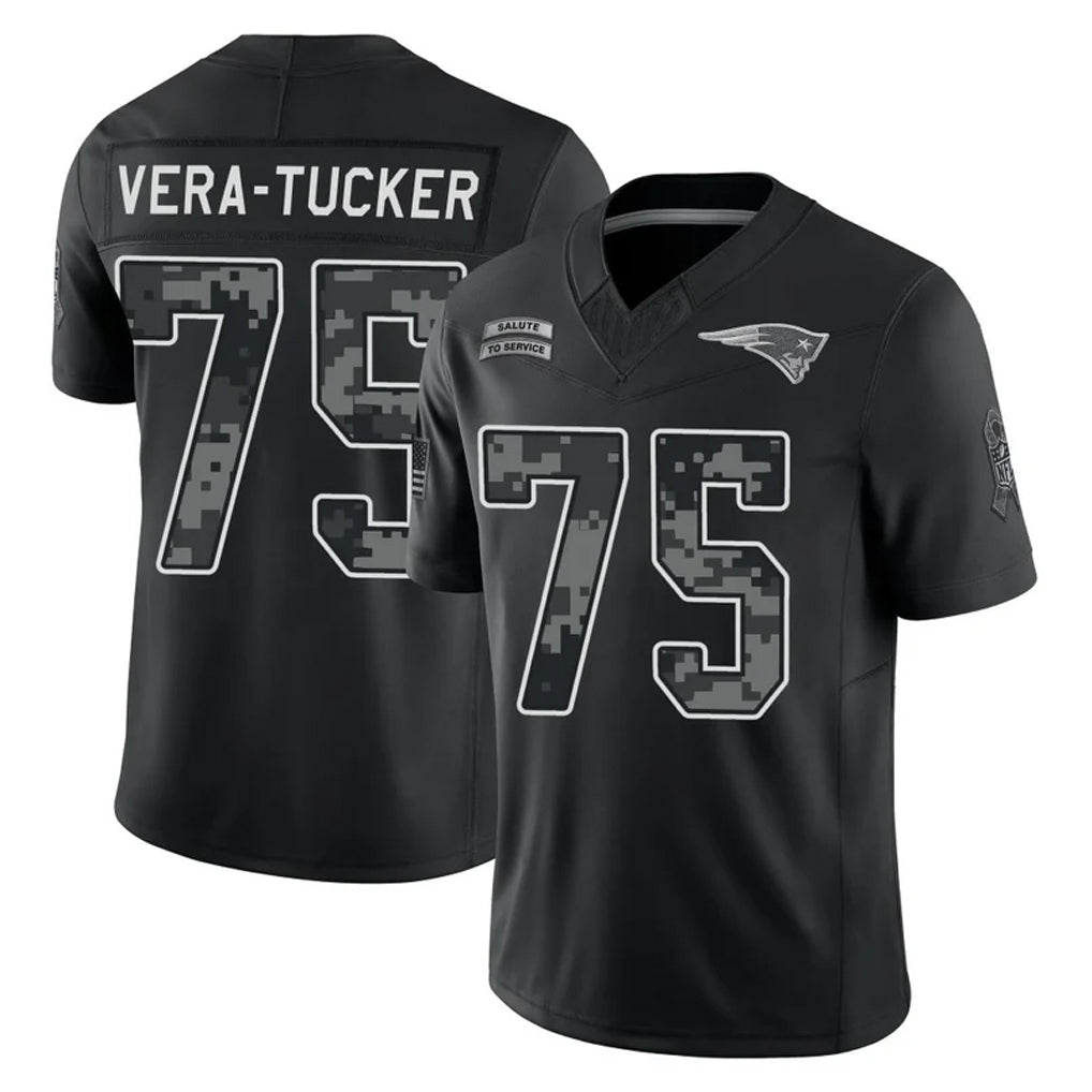 NE.Patriots #75 Alijah Vera-Tucker Player Black Limited 2026 Salute to Service Home Game Mdoa Stitched Jerseys