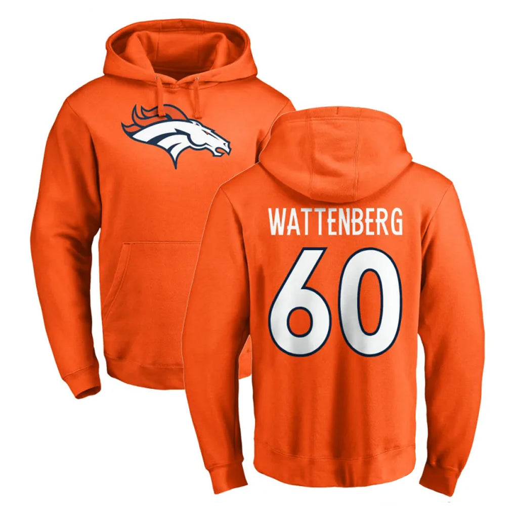 D.Broncos #60 Luke Wattenberg Player Orange Pullover Hoodie Limited Mdoa Stitched Jerseys
