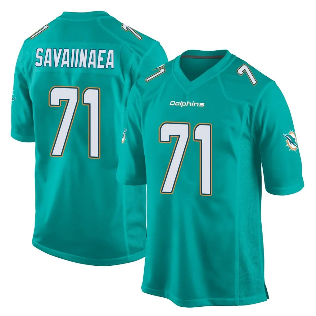 M.Dolphins #71 Jonah Savaiinaea Player Aqua Team Color Home Game Mdoa Stitched Jerseys