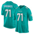 M.Dolphins #71 Jonah Savaiinaea Player Aqua Team Color Home Game Mdoa Stitched Jerseys