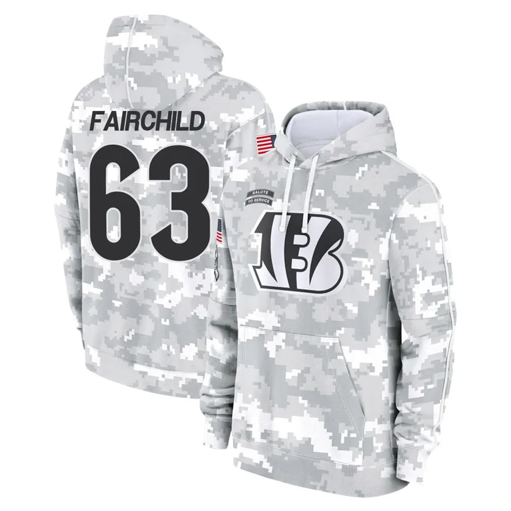 C.Bengals #63 Dylan Fairchild Player Arctic Camo Salute to Service Pullover Hoodie Limited Mdoa Stitched Jerseys