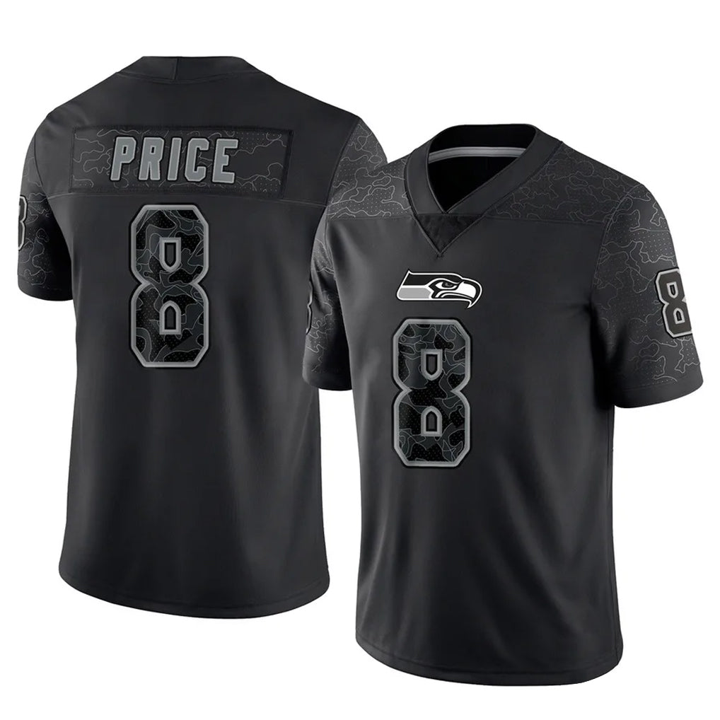 S.Seahawks #8 Jadarian Price Player Black Limited Reflective Home Game Mdoa Stitched Jerseys