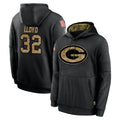 GB.Packers #32 MarShawn Lloyd Player Black Salute to Service Hoodies Limited Game Mdoa Stitched Jerseys