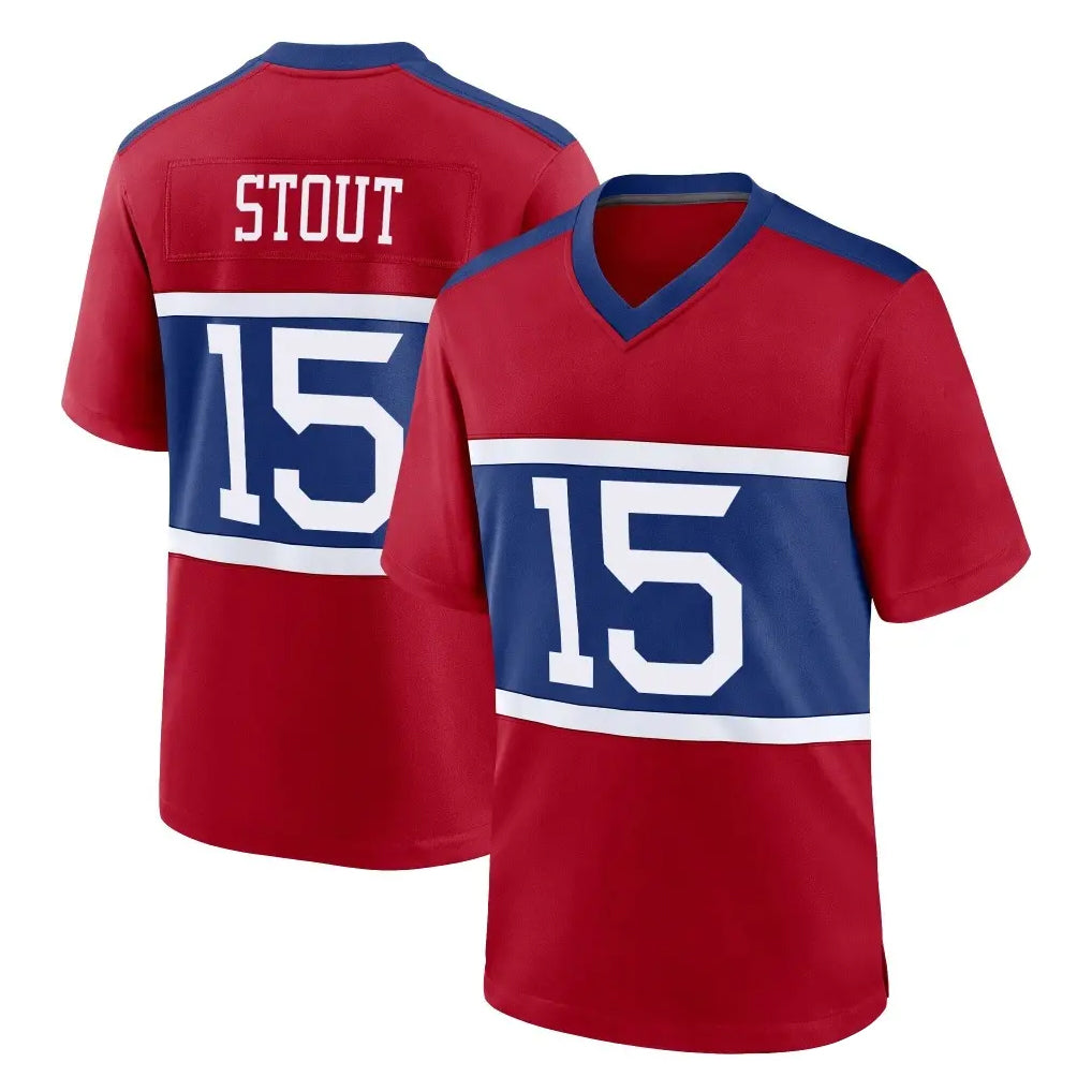 NY.Giants #15 Jordan Stout Player Red Century Home Game Mdoa Stitched Jerseys