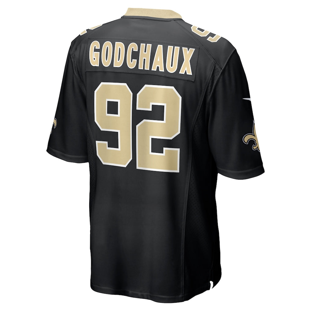 Mdoa NO.Saints #92 Davon Godchaux Black Team Game Jersey