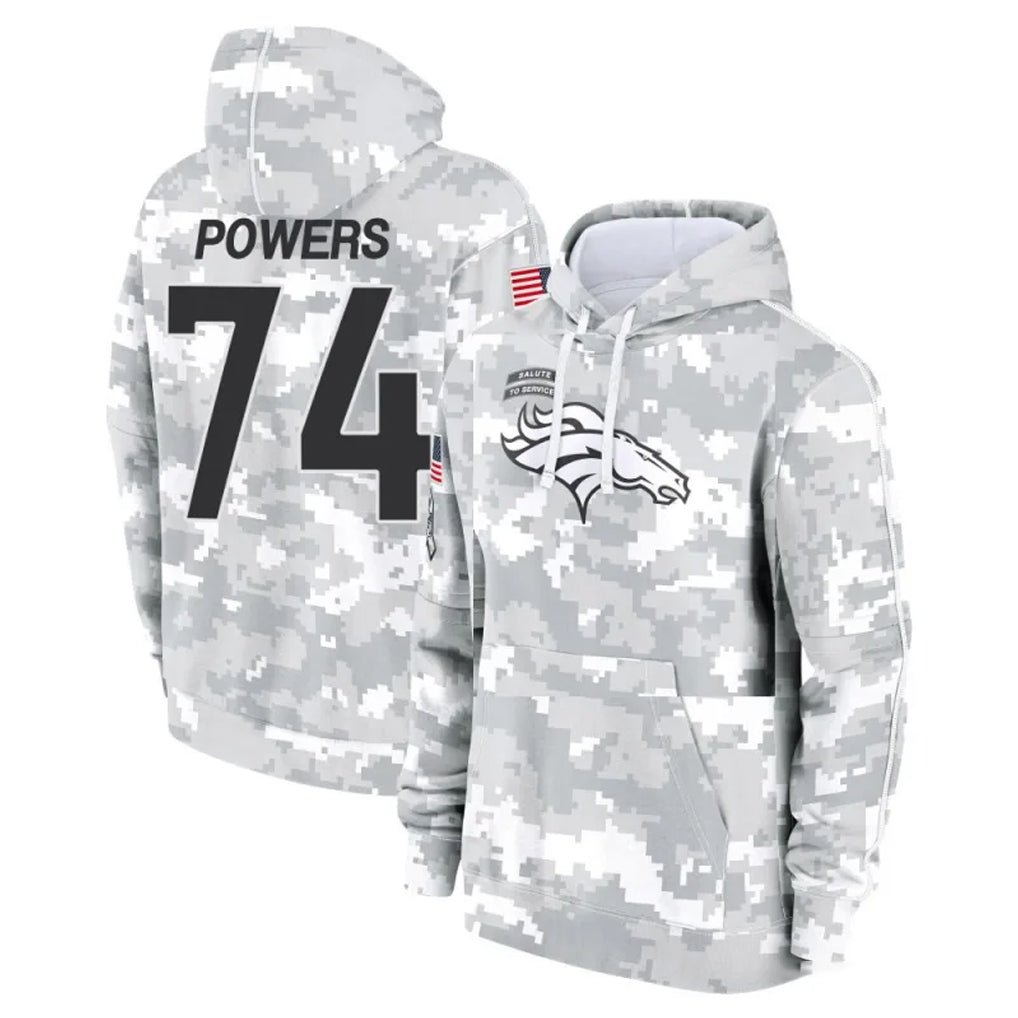 D.Broncos #74 Ben Powers Player Arctic Camo Salute to Service Hoodies Limited Game Mdoa Stitched Jerseys