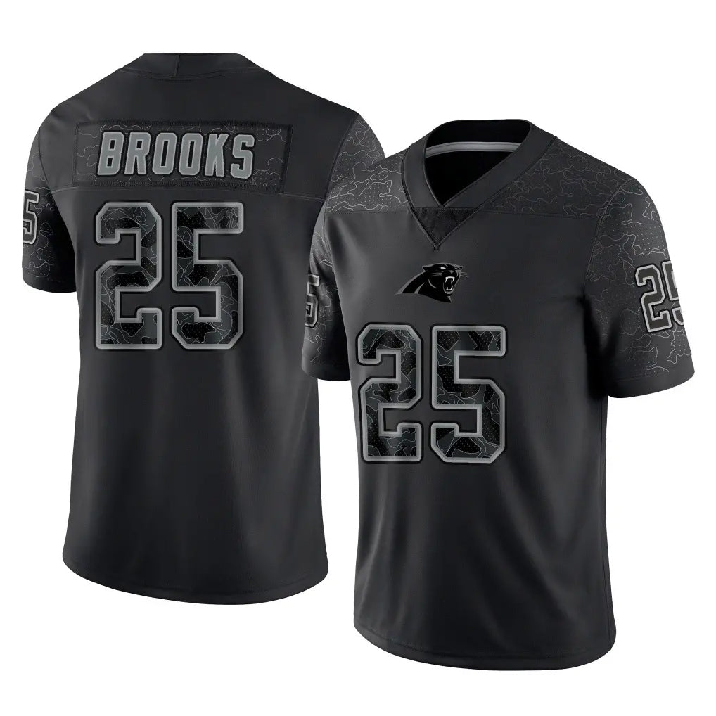 C.Panthers #25 Jonathon Brooks Player Black Limited Reflective Game Mdoa Stitched Jerseys