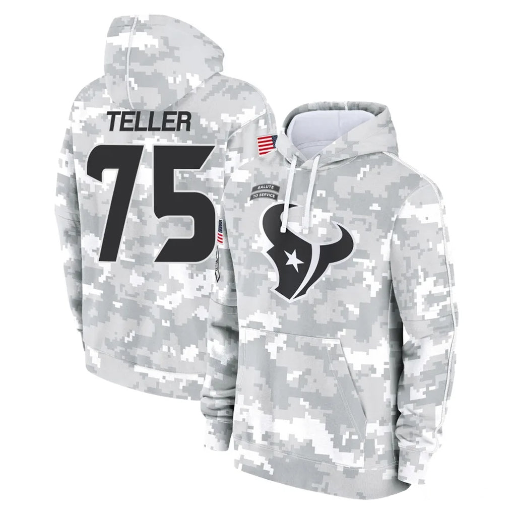 H.Texans #75 Wyatt Teller Player Arctic Camo Salute to Service Hoodies Limited Game Mdoa Stitched Jerseys