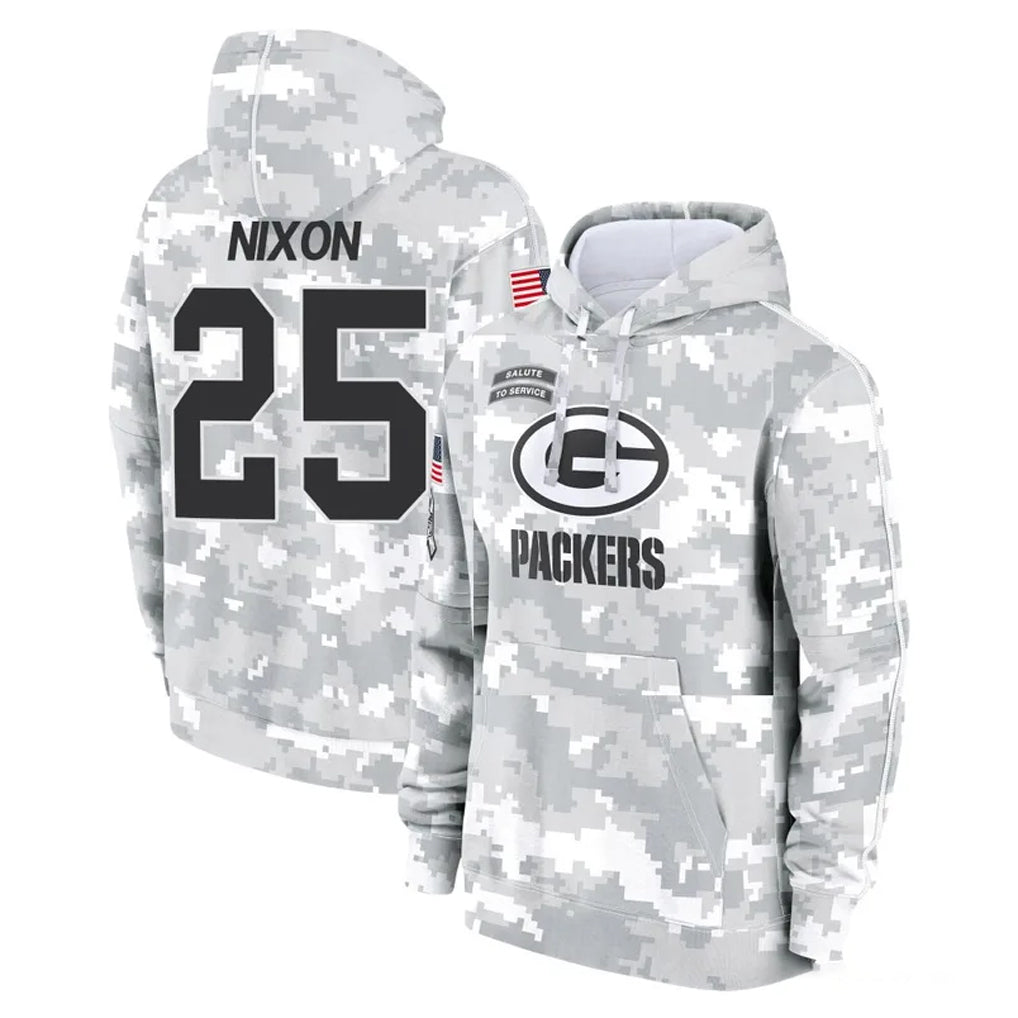 GB.Packers #25 Keisean Nixon Player Arctic Camo Salute to Service Hoodies Limited Game Mdoa Stitched Jerseys