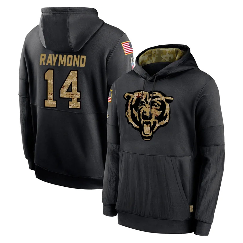 C.Bears #14 Kalif Raymond Player Black Salute to Service Pullover Hoodies Limited Mdoa Stitched Jerseys